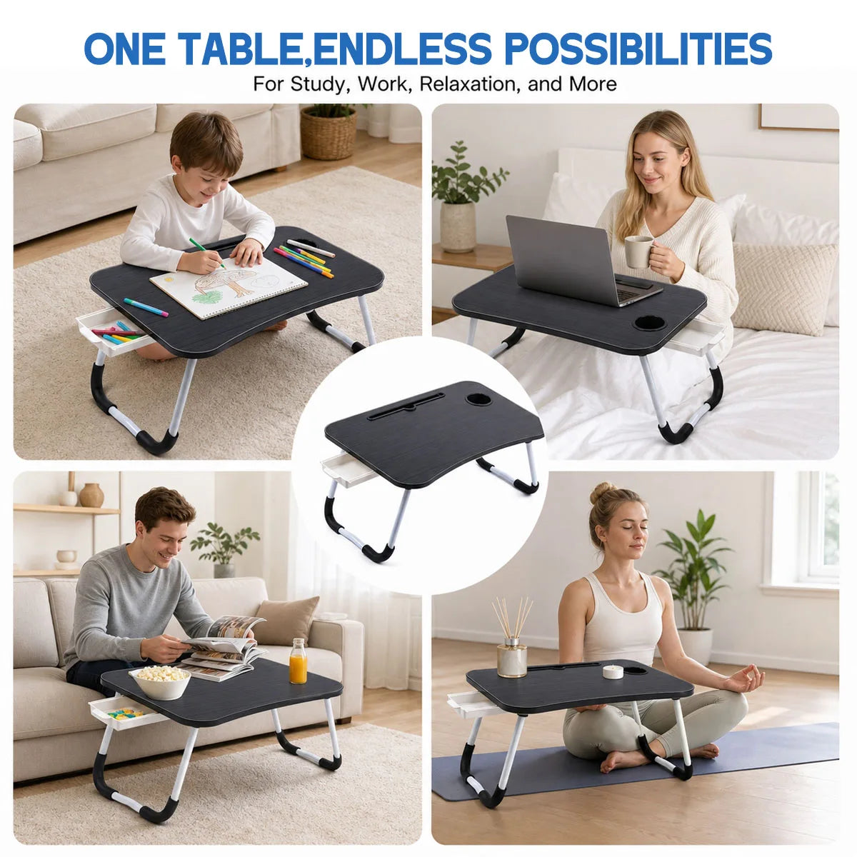 Multifunctional Portable Laptop Bed Desk With Drawer