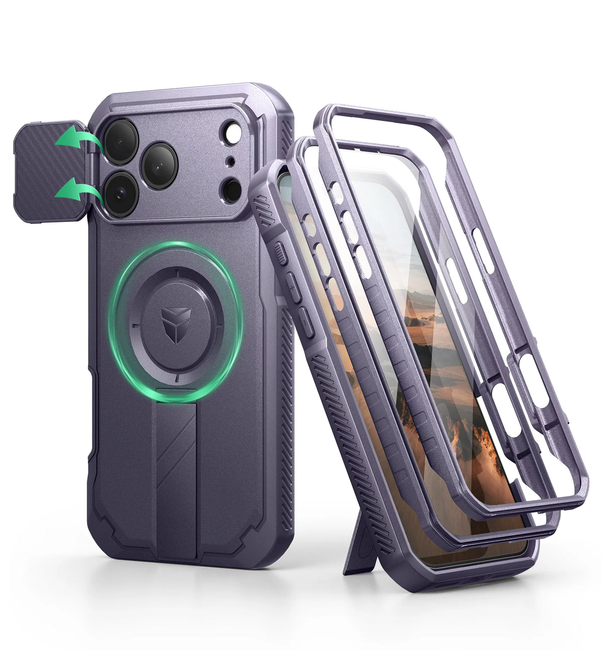 Dexnor Shockproof MagSafe iPhone Case With Flip Camera Kickstand