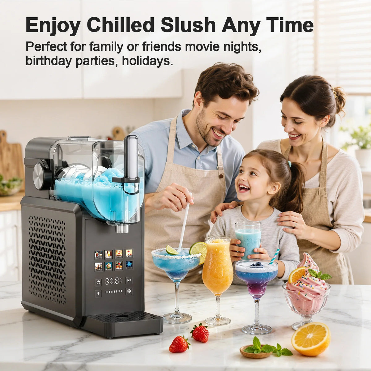 2 In 1 Slushie Machine Frozen Drink Maker With Auto Cleaning