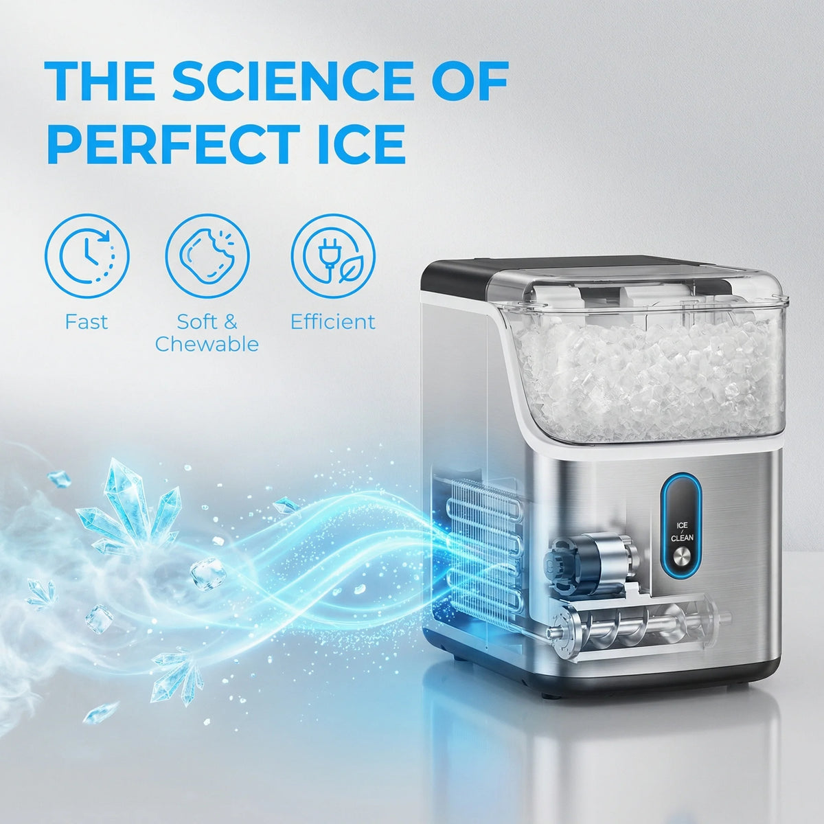 PHILERGO Countertop Nugget Ice Maker With Self Cleaning Function