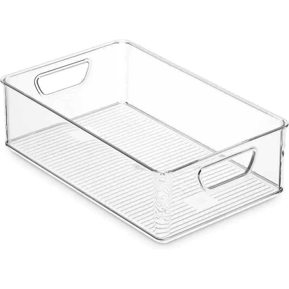 Stackable Plastic Refrigerator Organizer Bins For Kitchen Pantry Storage