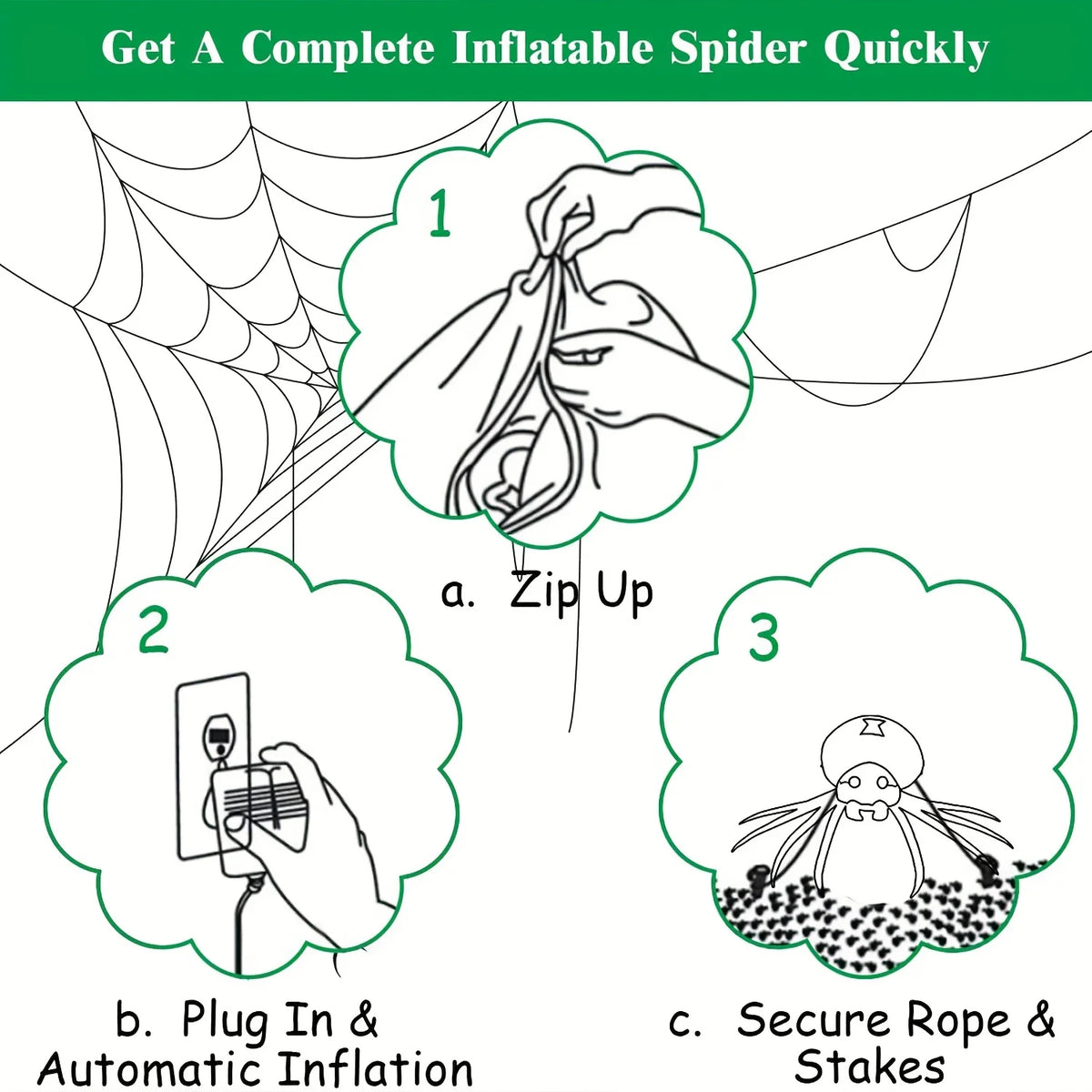 Glowing LED Inflatable Spider Halloween Yard Decor With Blower