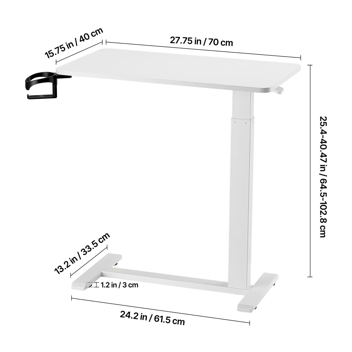 SucceBuy Height Adjustable Overbed Bedside Laptop Desk