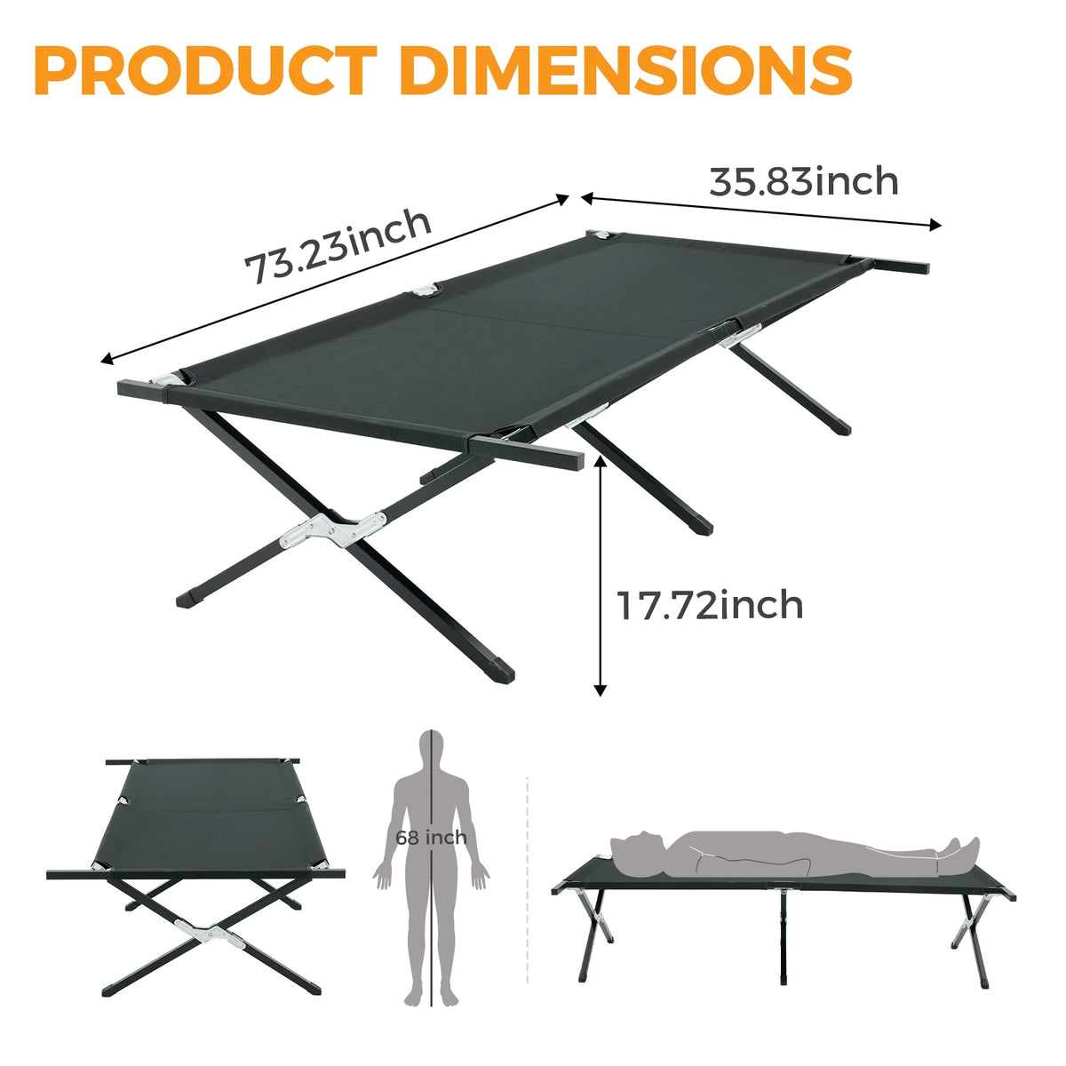 JHK Portable Folding Camping Cot For Outdoor Relaxation