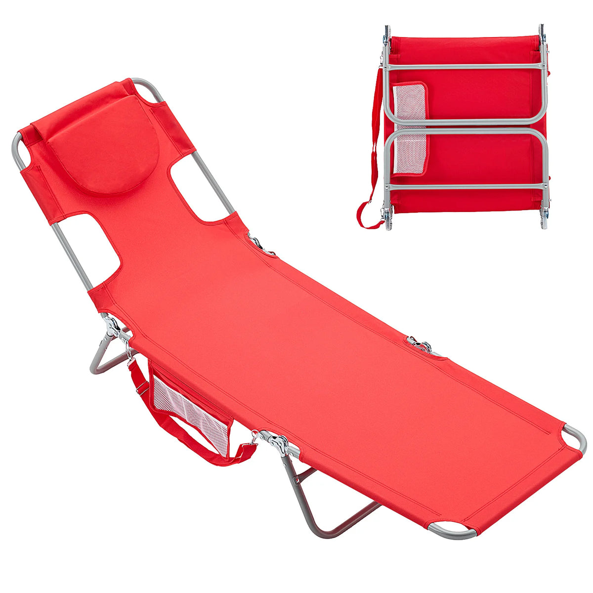 JHK Adjustable Folding Reclining Beach Lounge Chair For Patio