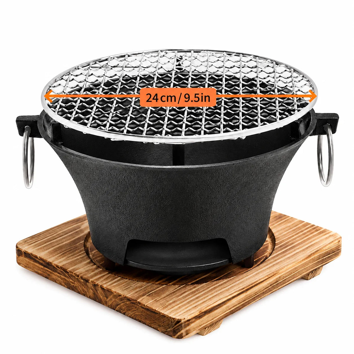 Portable Cast Iron Charcoal Grill With Stainless Steel Grate