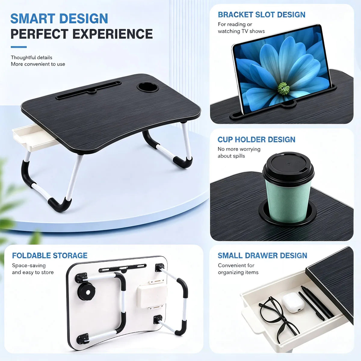 Multifunctional Portable Laptop Bed Desk With Drawer