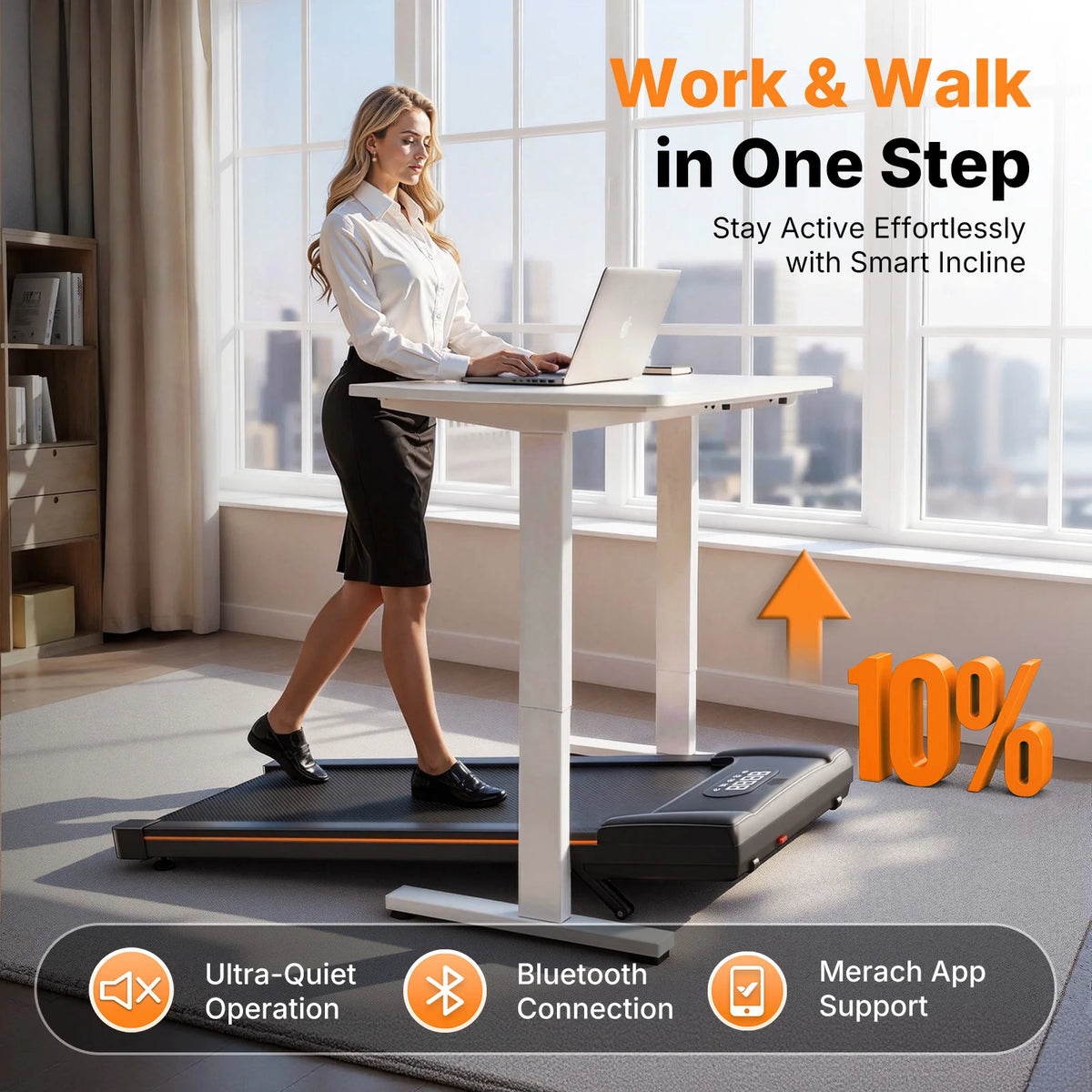 Merach 2in1 Walking Treadmill With Led Display And Bluetooth