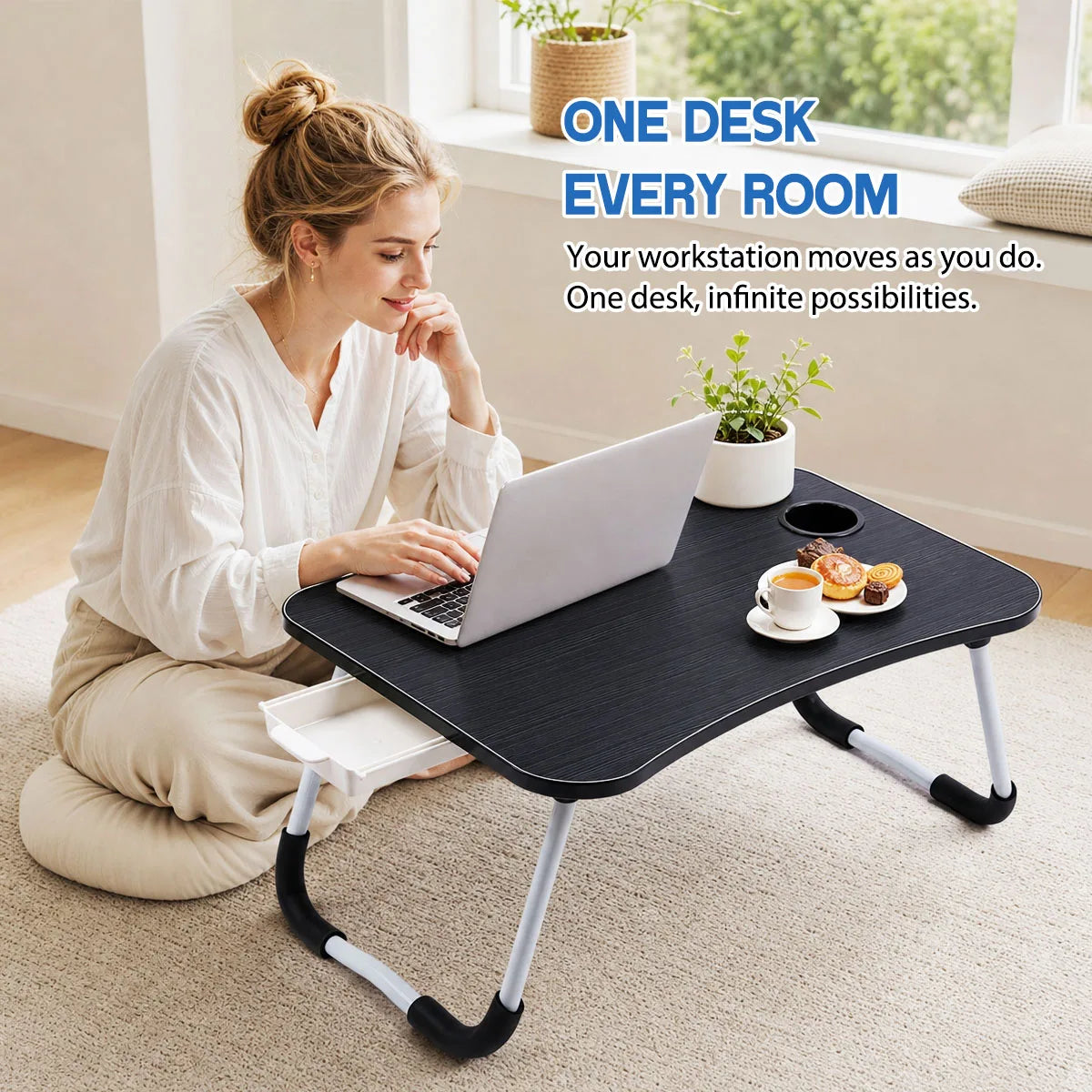 Multifunctional Portable Laptop Bed Desk With Drawer