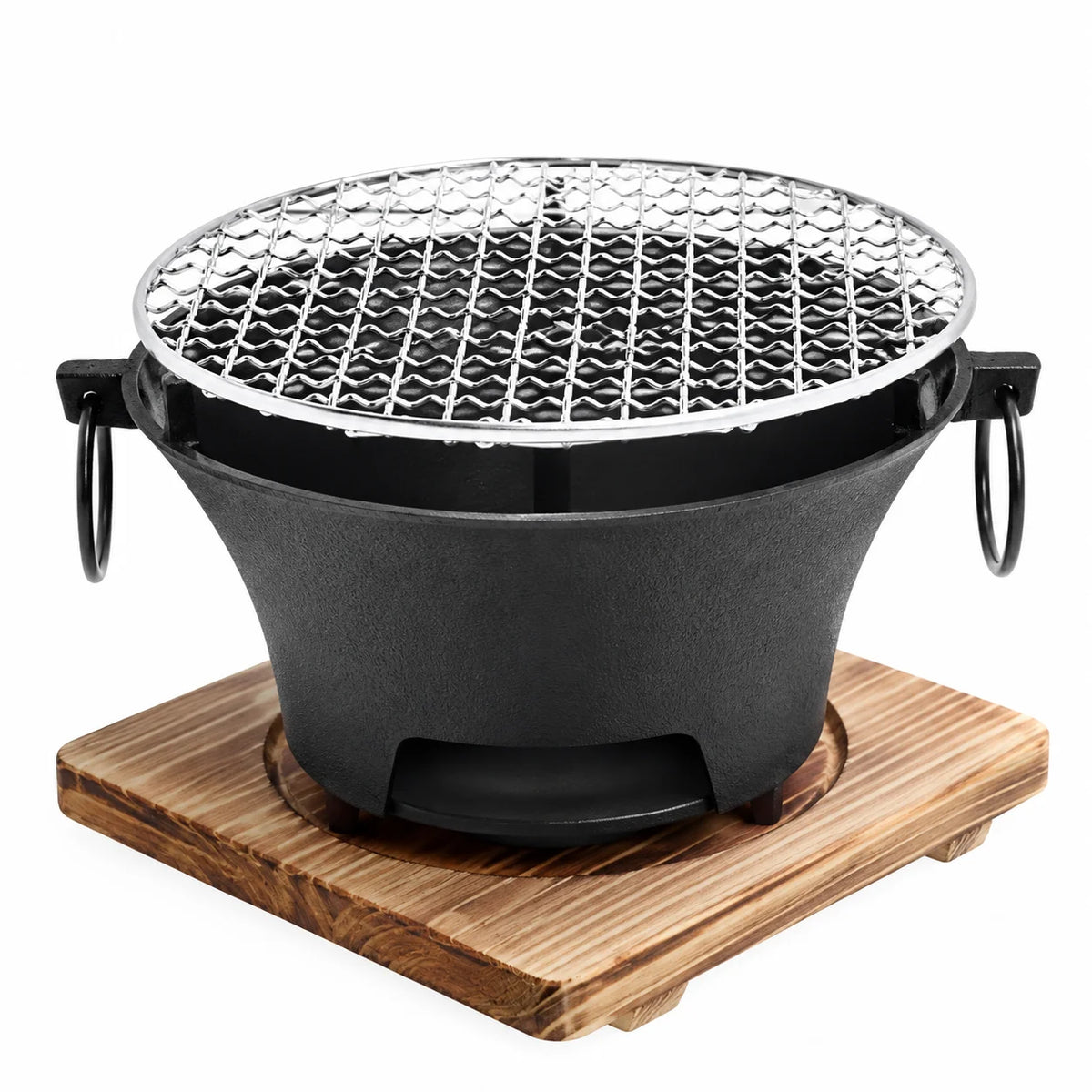 Portable Cast Iron Charcoal Grill With Stainless Steel Grate