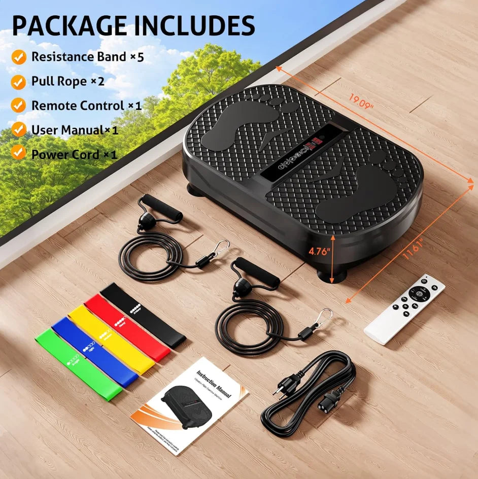 Whole Body Vibration Plate Exercise Machine Remote Control Resistance Bands