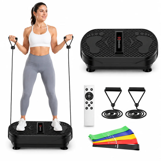 Whole Body Vibration Plate Exercise Machine Remote Control Resistance Bands