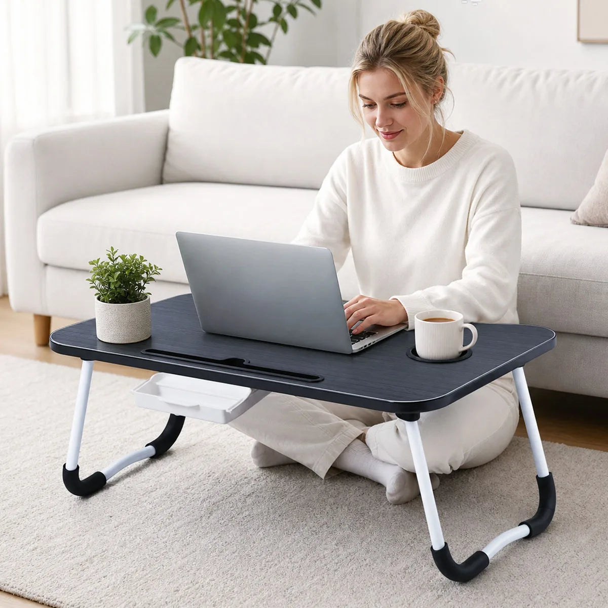 Multifunctional Portable Laptop Bed Desk With Drawer