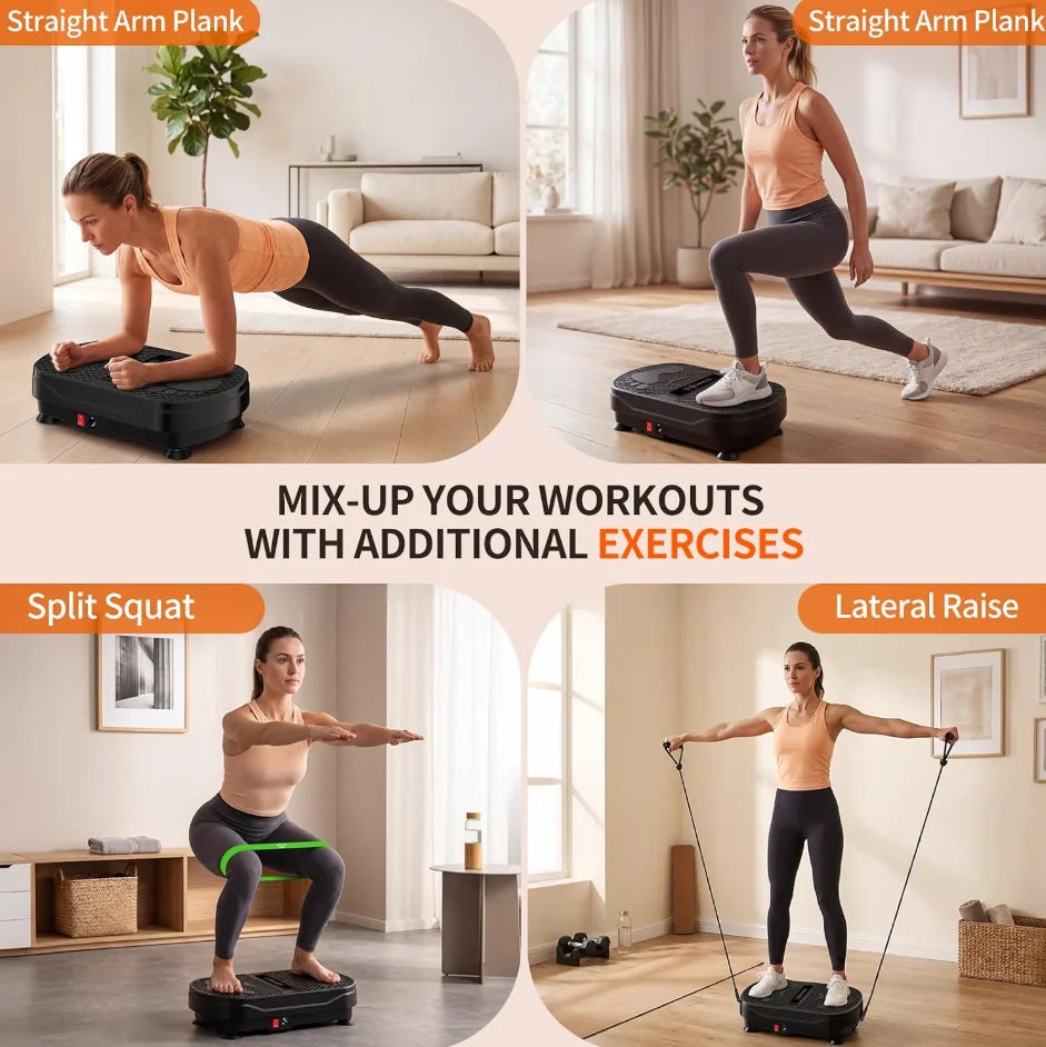 Whole Body Vibration Plate Exercise Machine Remote Control Resistance Bands