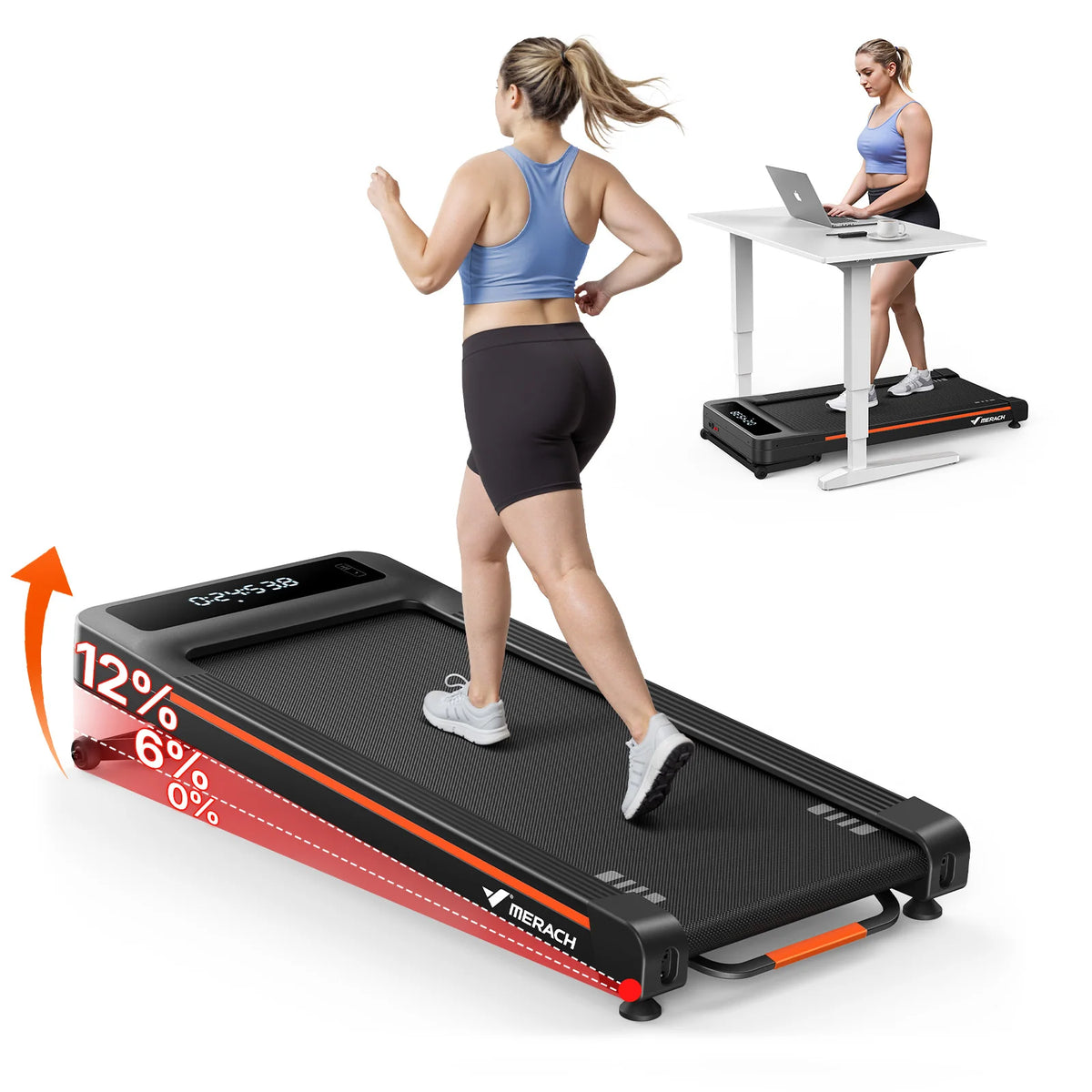 Merach 2in1 Walking Treadmill With Led Display And Bluetooth