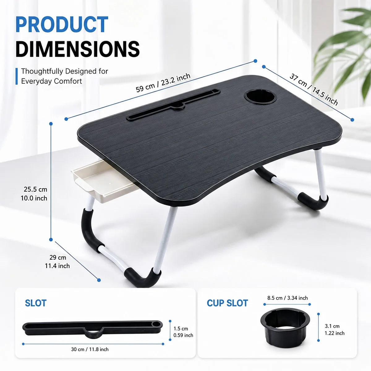 Multifunctional Portable Laptop Bed Desk With Drawer