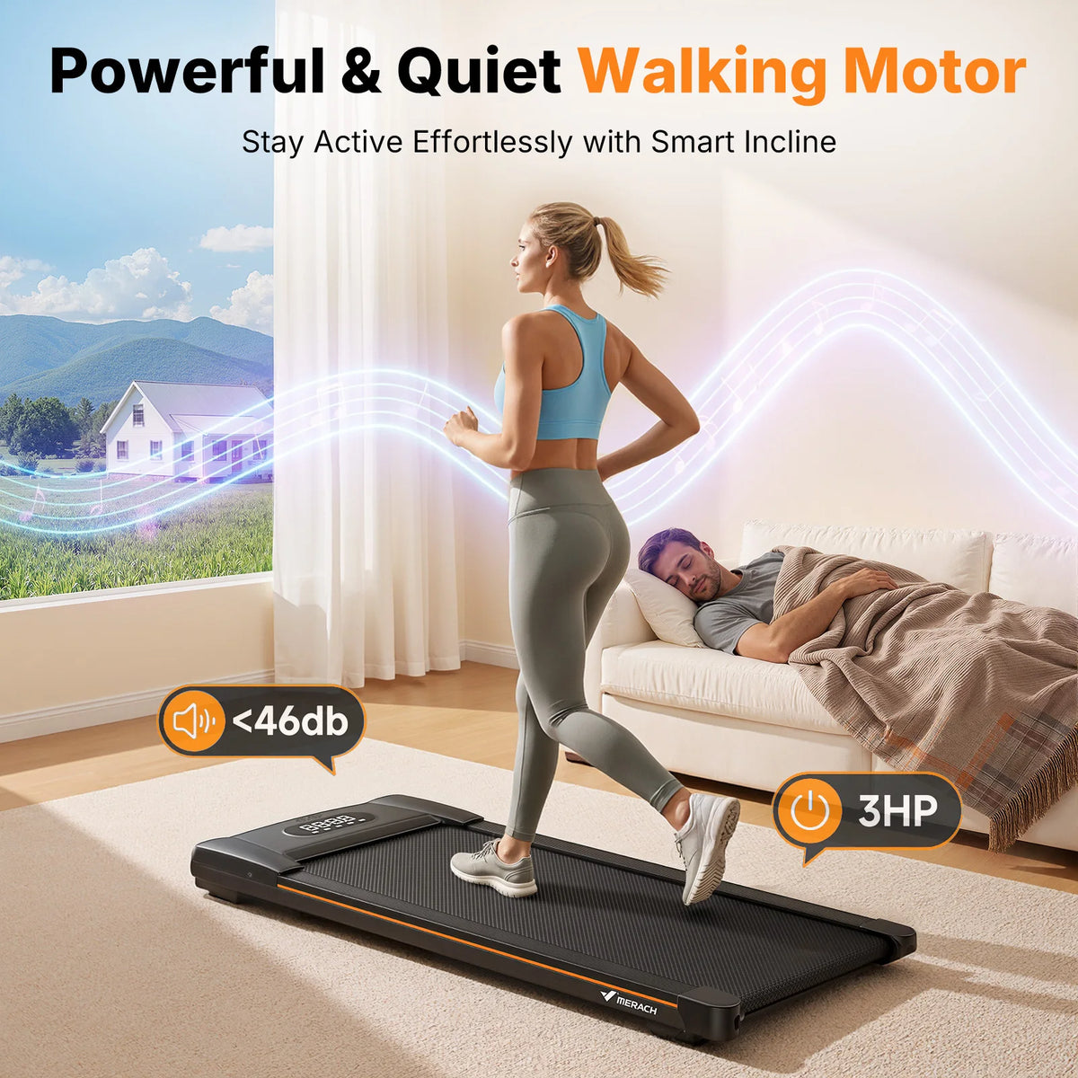 Merach 2in1 Walking Treadmill With Led Display And Bluetooth