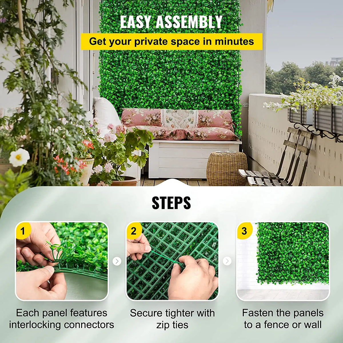 SucceBuy Artificial Boxwood Hedge Wall Panels for Home Decor