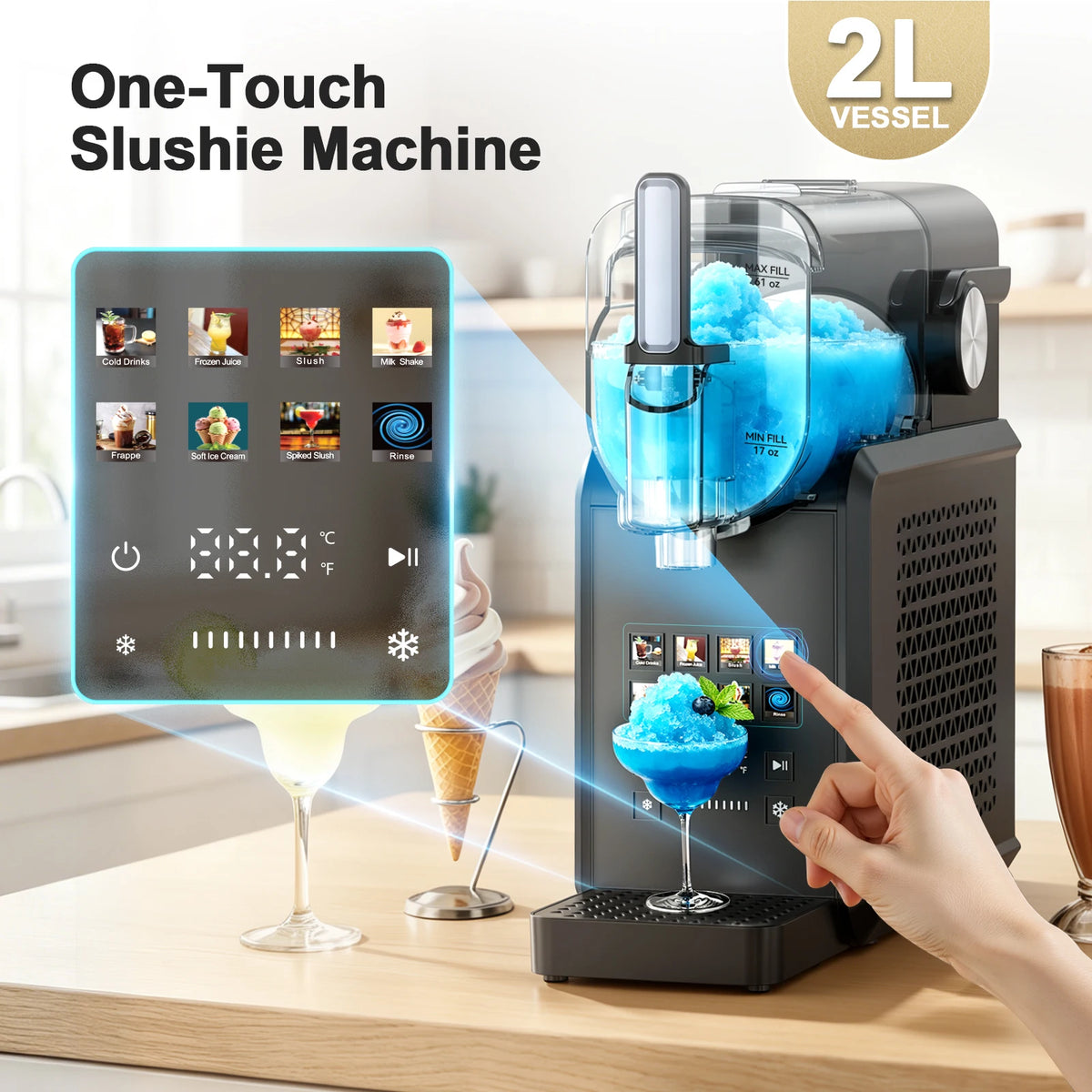 2 In 1 Slushie Machine Frozen Drink Maker With Auto Cleaning