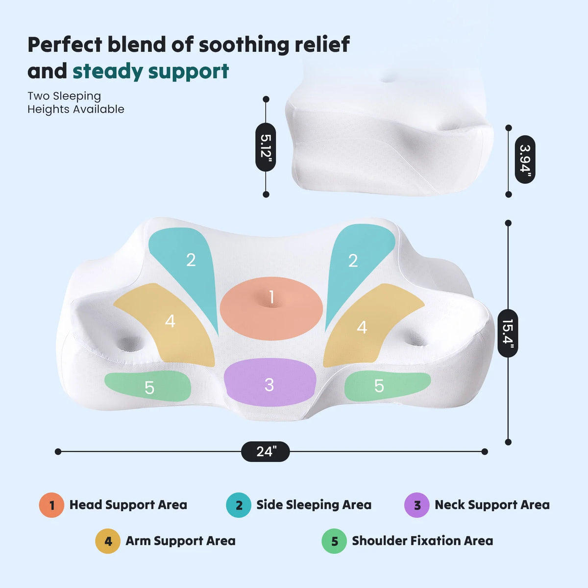 JHK Ergonomic Cervical Neck Pillow Memory Foam Cooling Cover