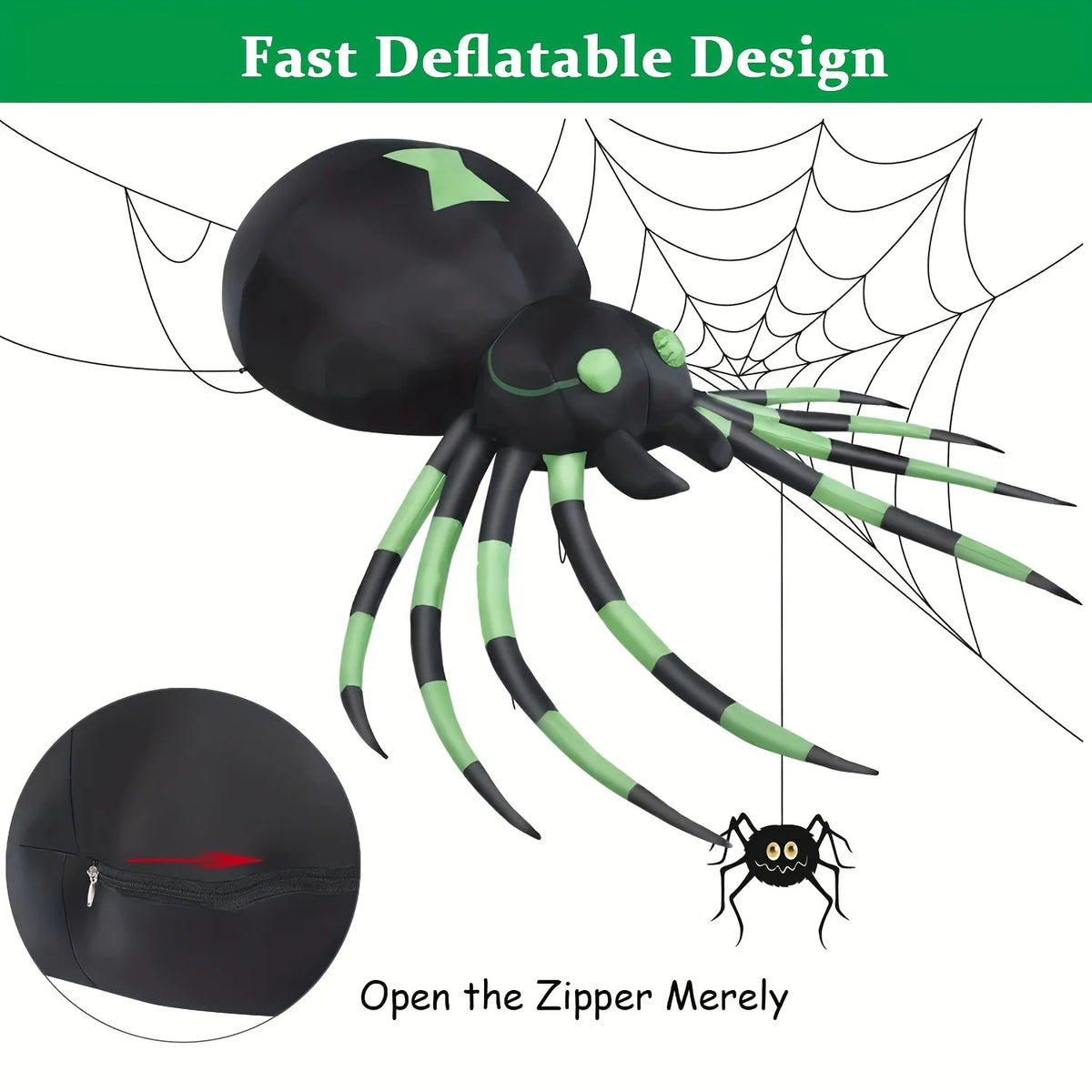 Glowing LED Inflatable Spider Halloween Yard Decor With Blower
