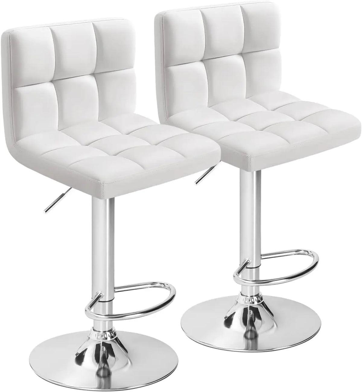 Adjustable Hydraulic Swivel Bar Stools Set of 2 Square Design
