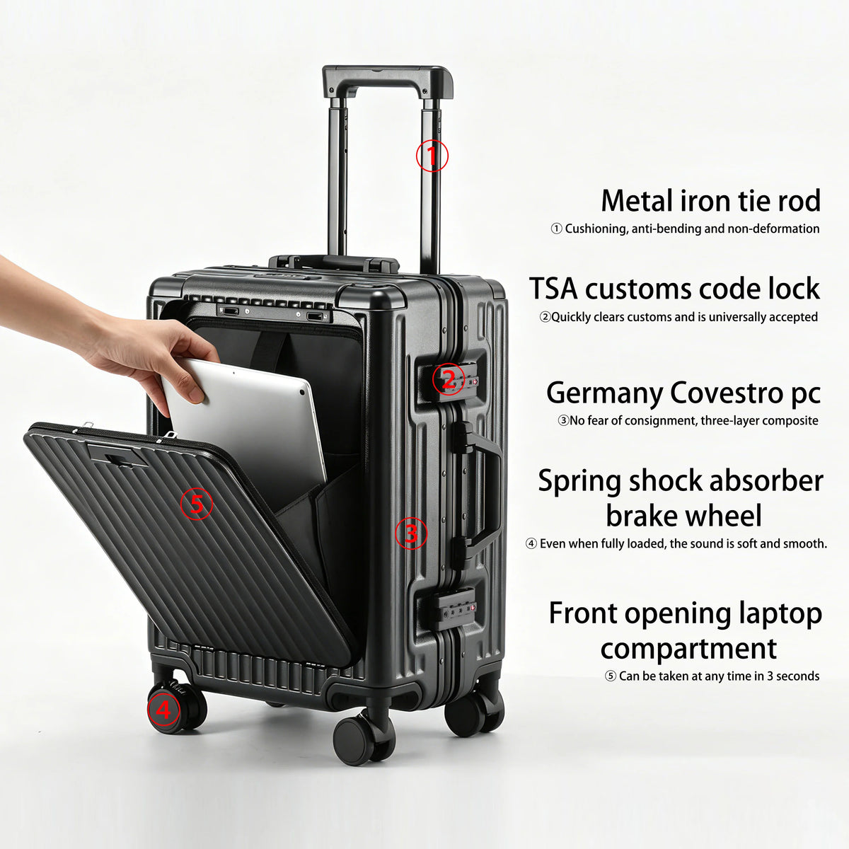 BunnyFly Aluminum Frame Boarding Laptop Trolley Case