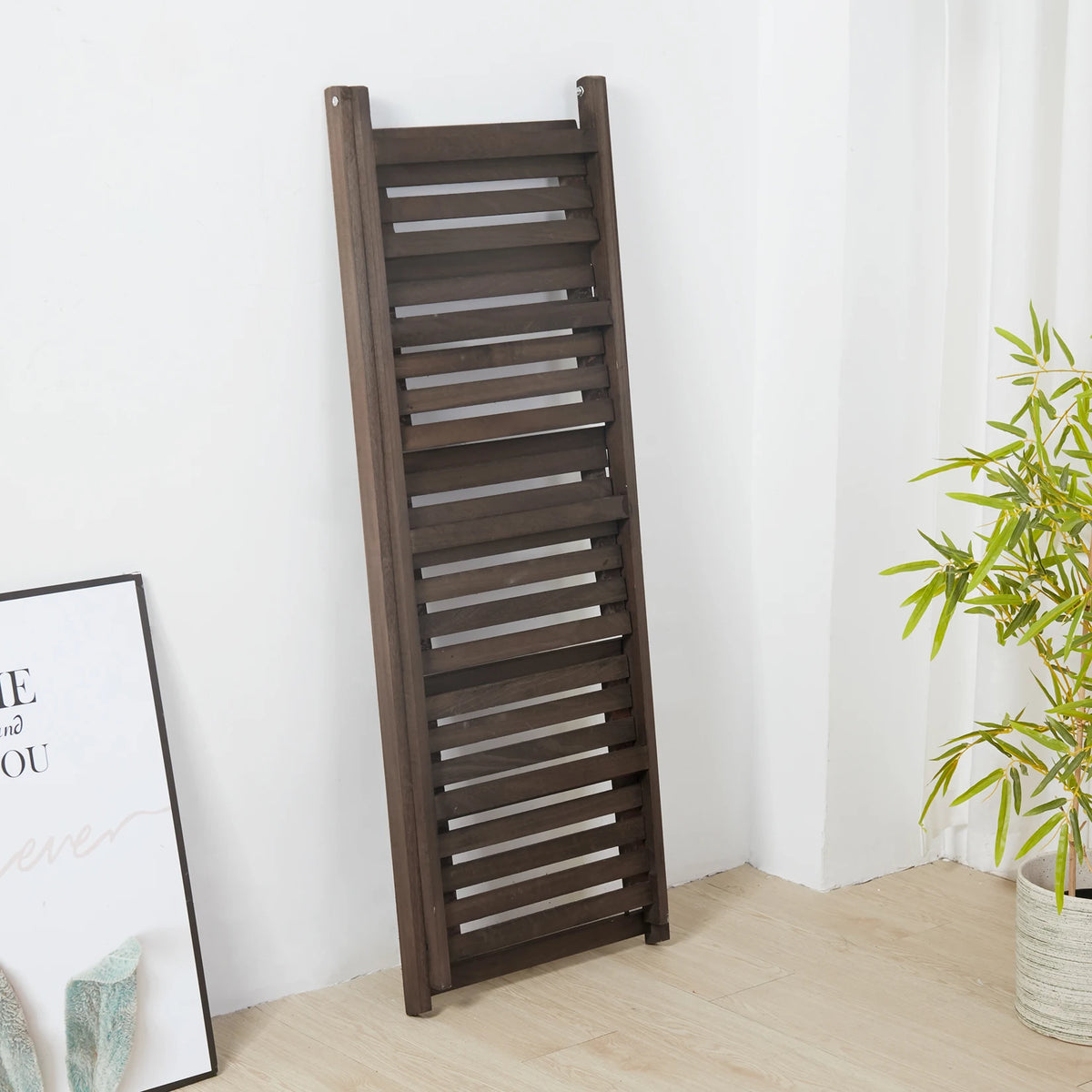 Folding Wooden Storage Ladder Shelf For Indoor Display