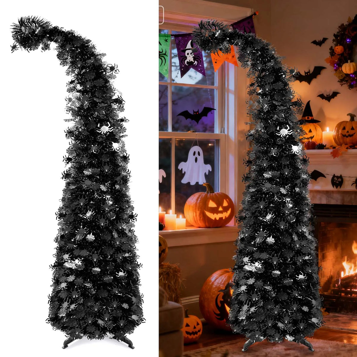 HATISAN Collapsible Artificial Christmas Tree for Holiday and Halloween Decor