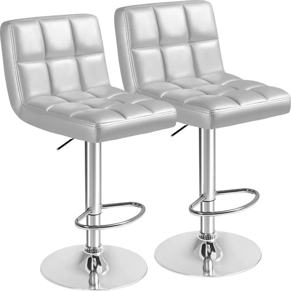 Adjustable Hydraulic Swivel Bar Stools Set of 2 Square Design