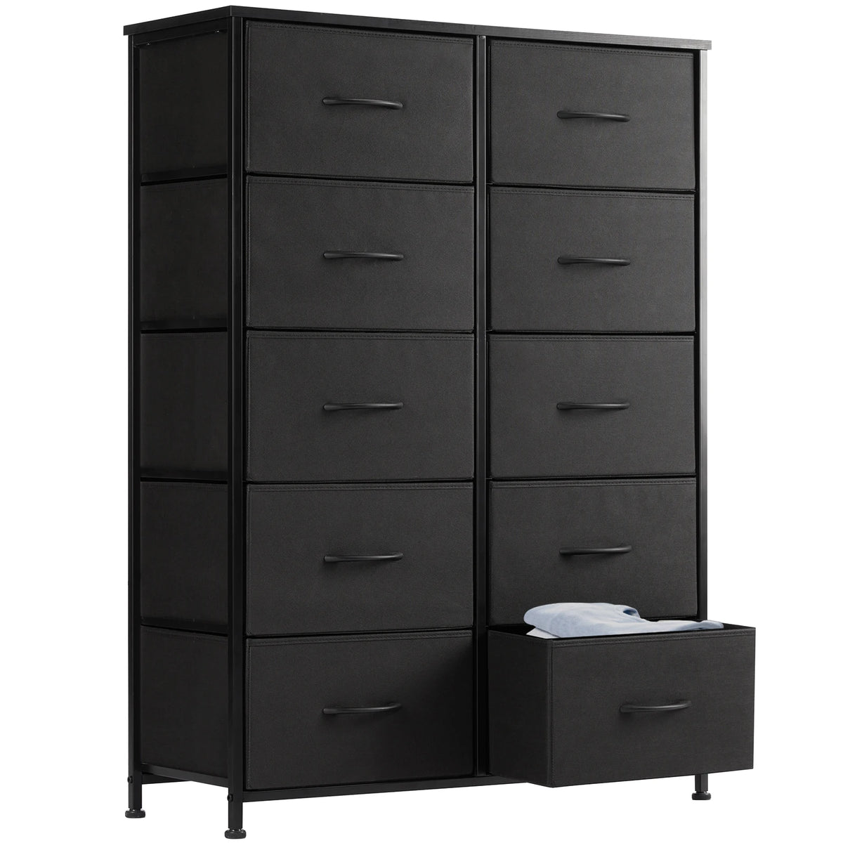 JHK Steel Frame Bedroom Dresser With Fabric Storage Drawers