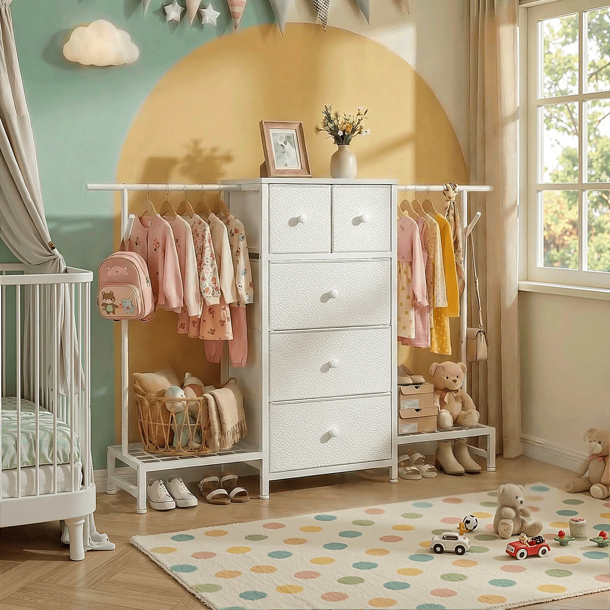 EnHomee 3In1 Fabric Dresser With Integrated Shoe Rack