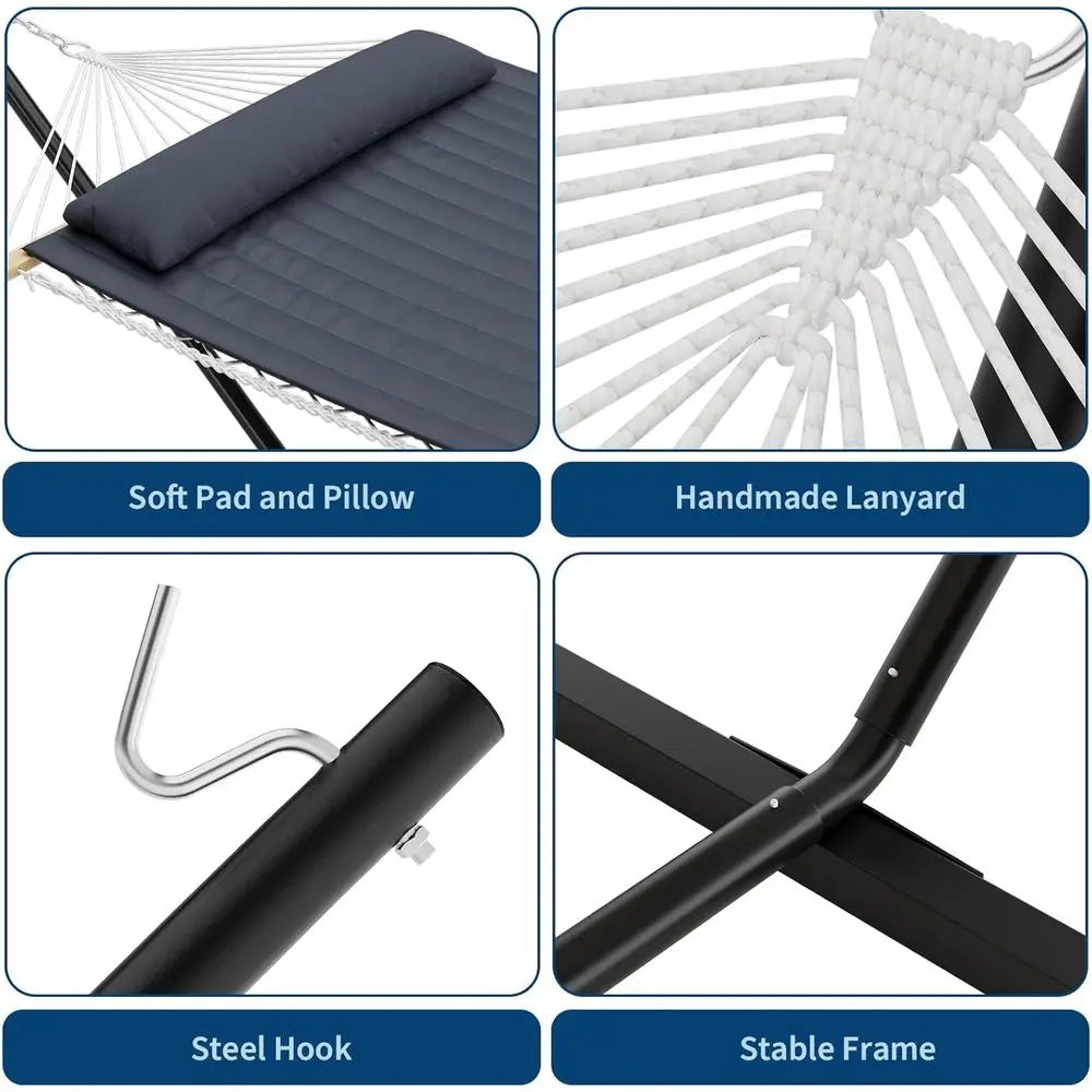 Double Hammock With Stand And 450 Lb Weight Capacity