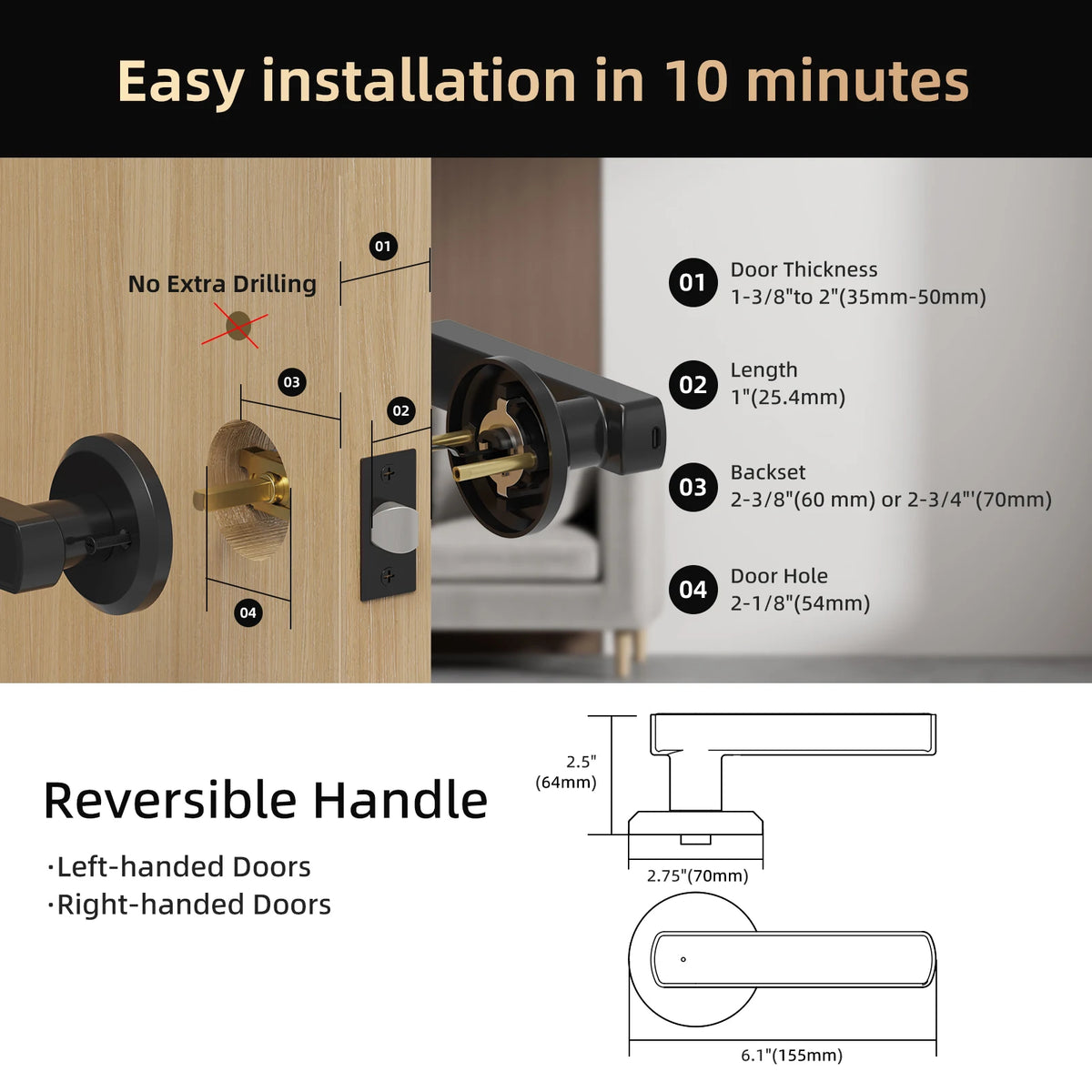 Viladepot Smart Fingerprint Door Lock With App And Keypad Control
