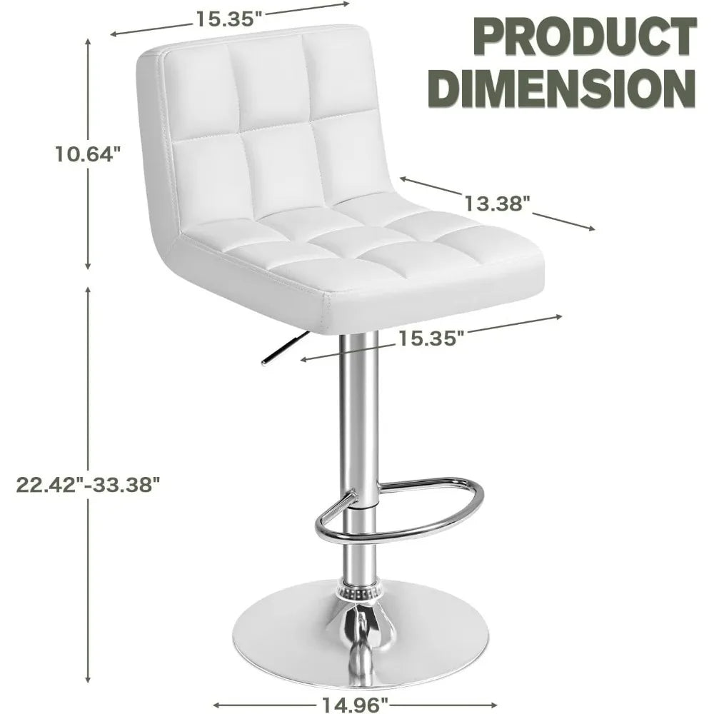 Adjustable Hydraulic Swivel Bar Stools Set of 2 Square Design