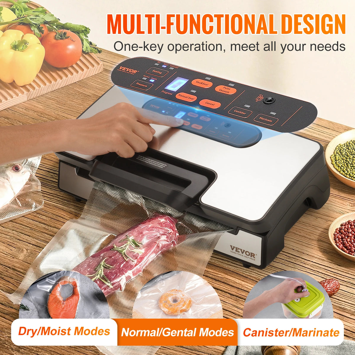SucceBuy 130W Vacuum Sealer For Kitchen Food Preservation