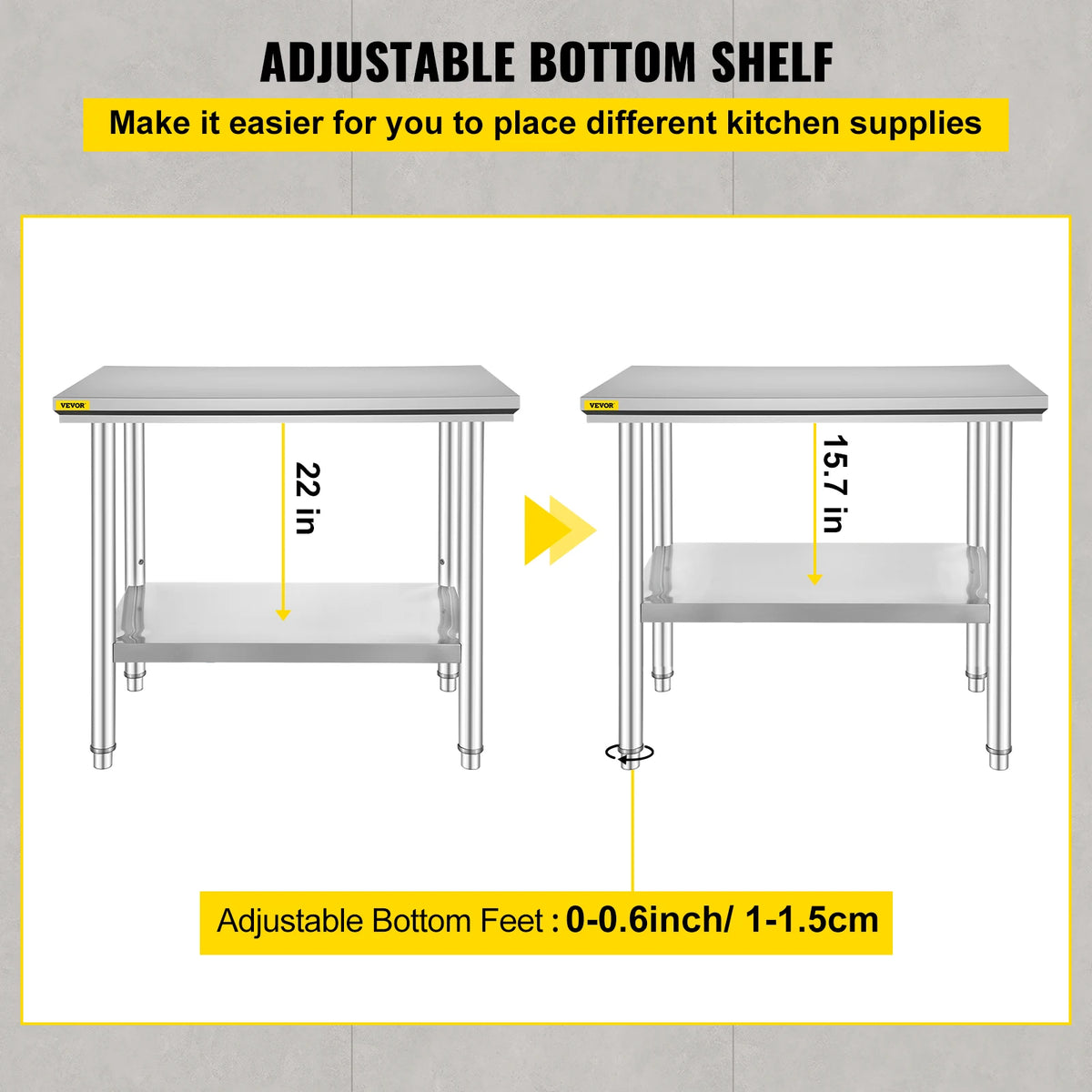 Commercial Stainless Steel Kitchen Work Table With Storage Shelf
