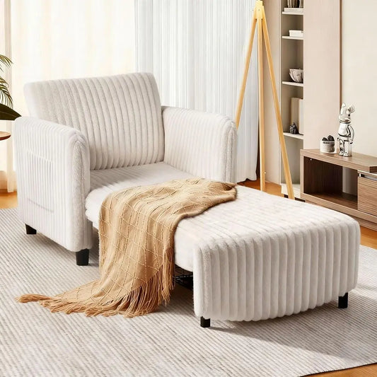 Upgraded Rotatable Wooden Sleeper Chair Bed With Plush Upholstery