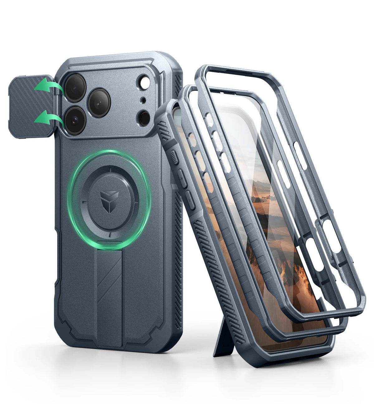 Dexnor Shockproof MagSafe iPhone Case With Flip Camera Kickstand