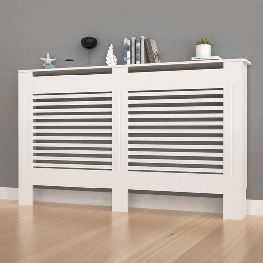 Contemporary Wooden Radiator Cover Featuring Internal Storage Shelving