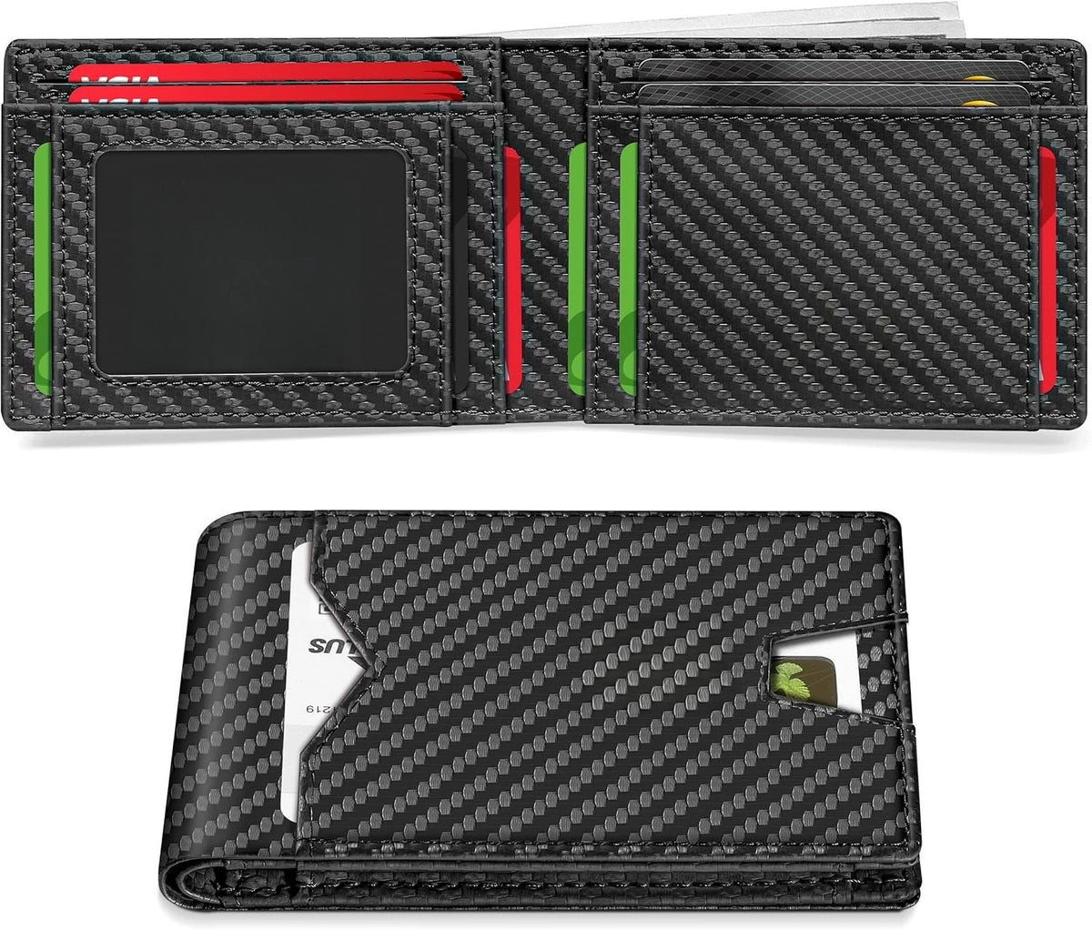Slim Rfid Blocking Leather Bifold Wallet With Credit Card Organization