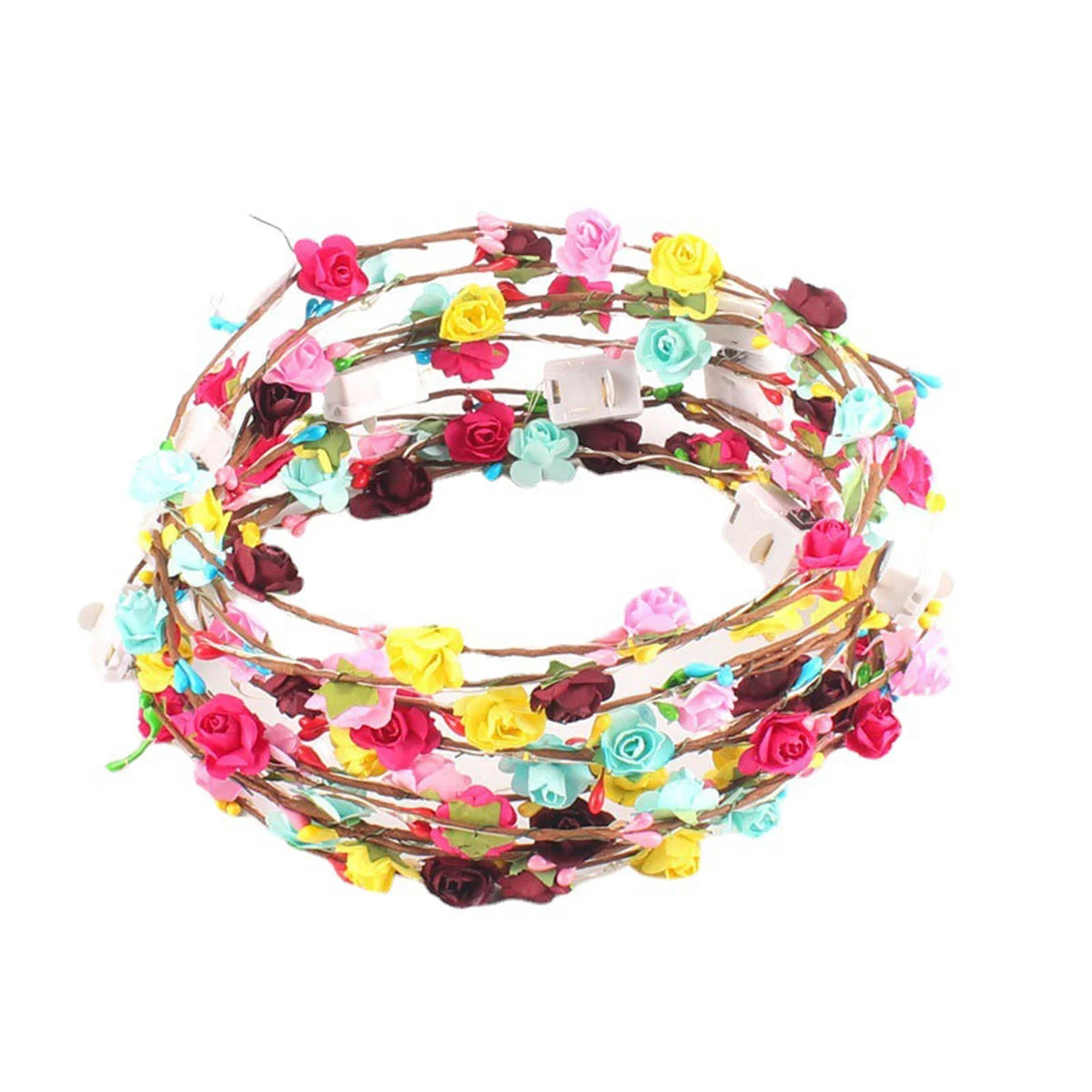 LED Light Up Paper Rose Wreath Headbands for Wedding Parties