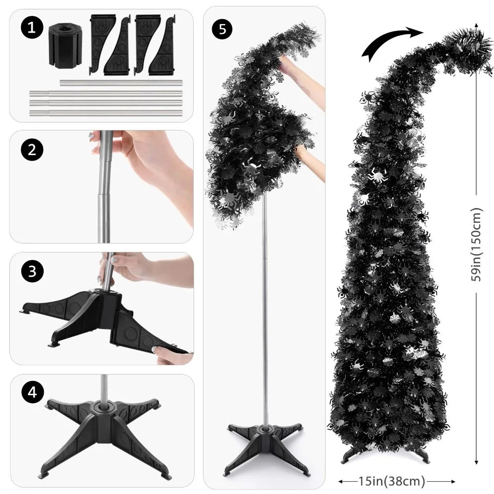 HATISAN Collapsible Artificial Christmas Tree for Holiday and Halloween Decor
