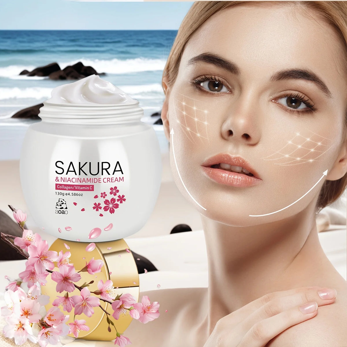 Aoao Sakura Moisturizing Face Cream With Collagen And Niacinamide