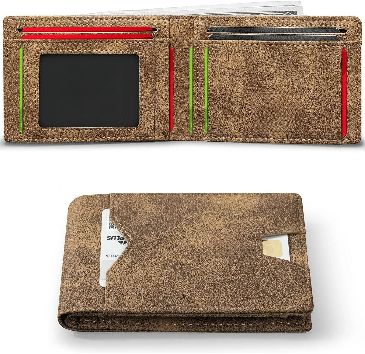 Slim Rfid Blocking Leather Bifold Wallet With Credit Card Organization