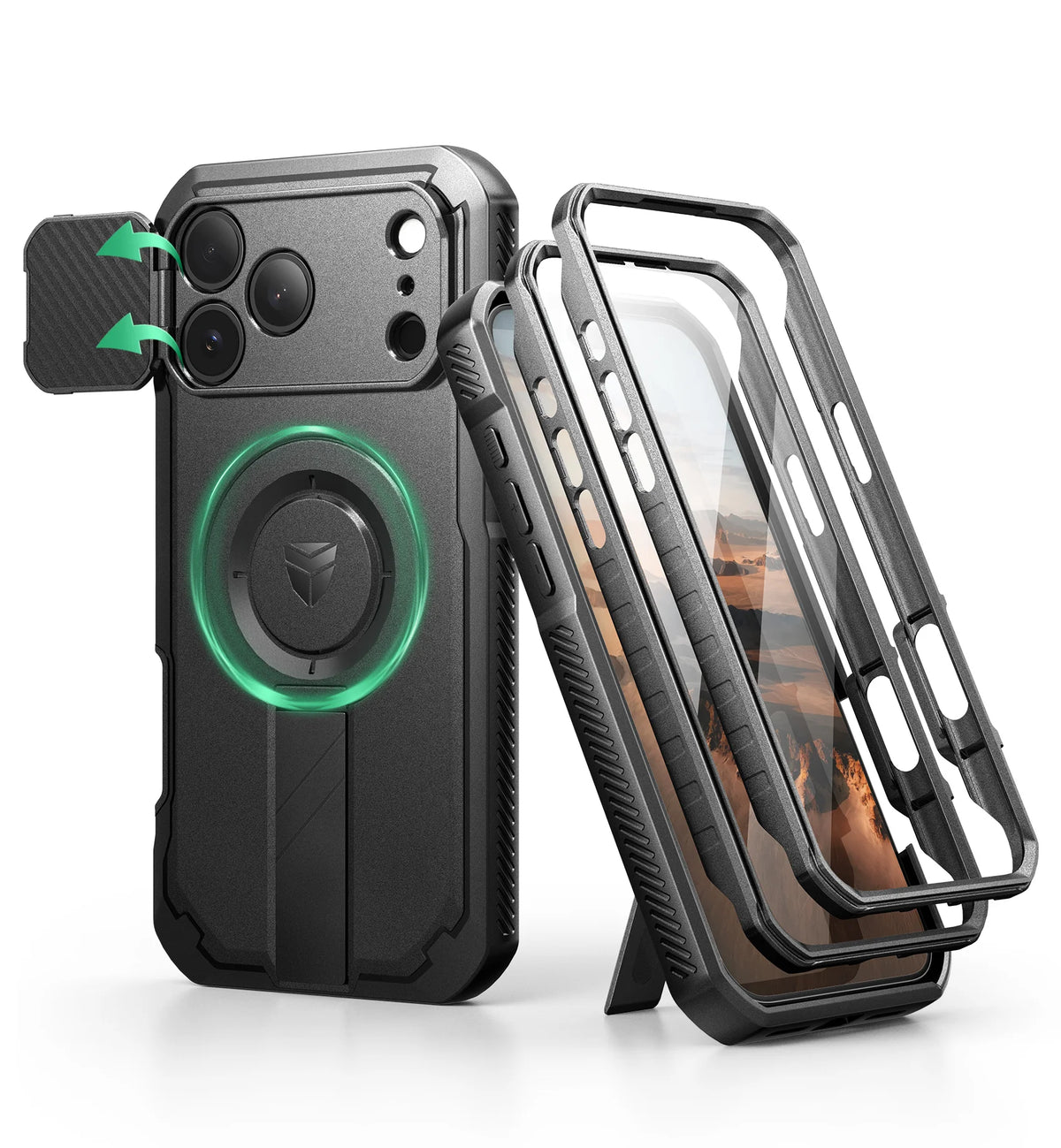 Dexnor Shockproof MagSafe iPhone Case With Flip Camera Kickstand