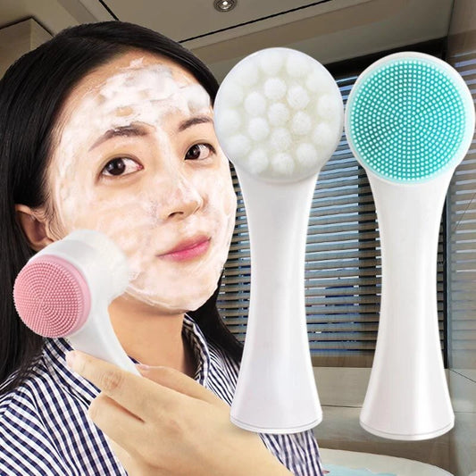 Silicone Double Sided Facial Brush Exfoliating Cleanser For Pore Cleaning