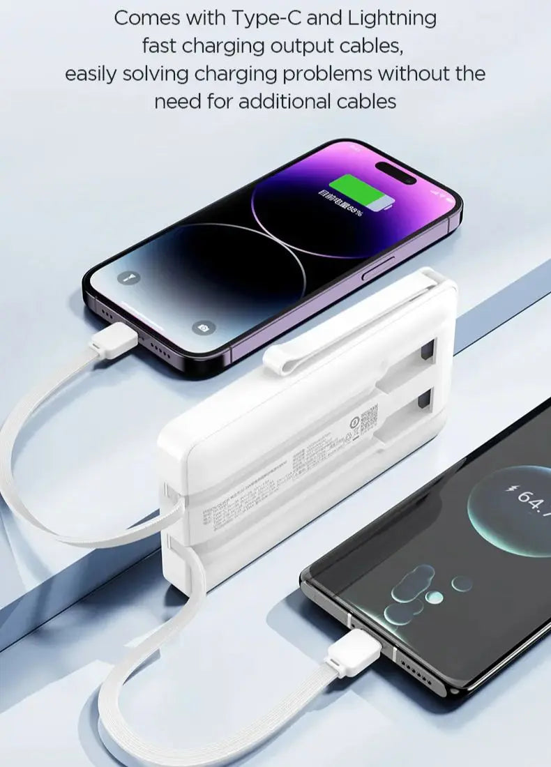 Pisen Portable Charger With Built In Cables and Battery Display