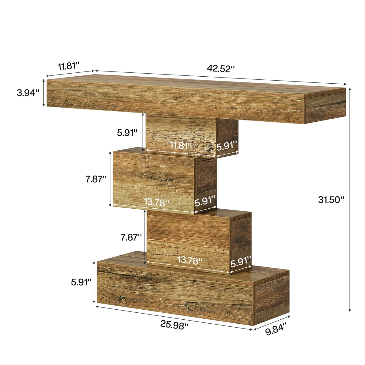 Tribesigns Farmhouse Console Table With Geometric Wooden Base