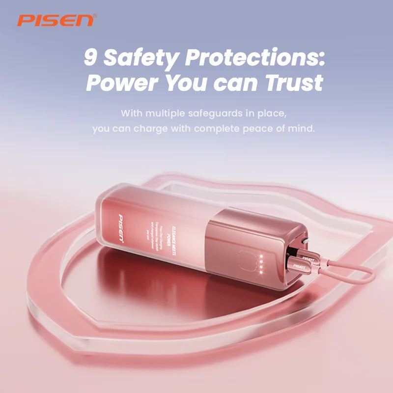 Pisen 30W 5000mAh Portable Travel Power Bank With Cable